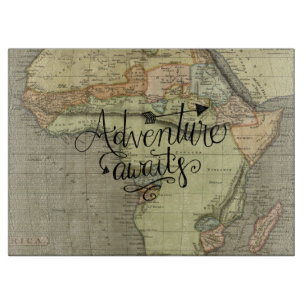 Adventure Awaits Old World Map  Cutting Board