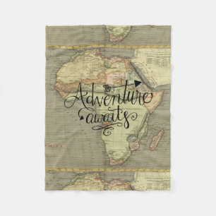 Adventure Awaits Old World Map Fleece Blanket