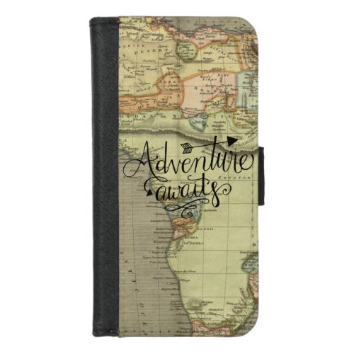 Adventure Awaits Old World Map iPhone 87 Wallet Case