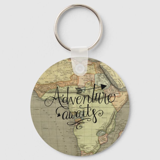 Adventure Awaits Old World Map Keychain (Front)