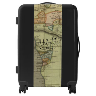 Adventure Awaits Old World Map Luggage