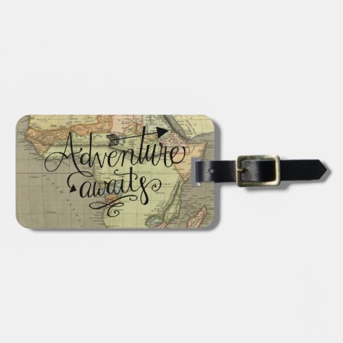 Adventure Awaits Old World Map Luggage Tag