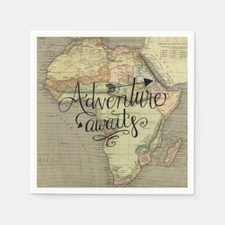 Adventure Awaits Old World Map Napkin