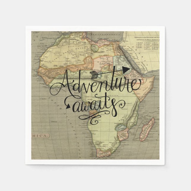 Adventure Awaits Old World Map Napkins (Front)