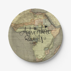 Adventure Awaits Old World Map Paper Plates