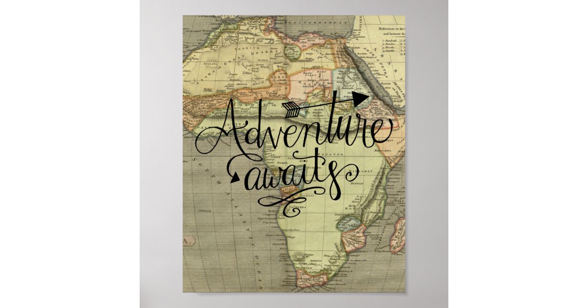 adventure awaits old world map poster zazzlecom