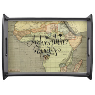 Adventure Awaits Old World Map  Serving Tray