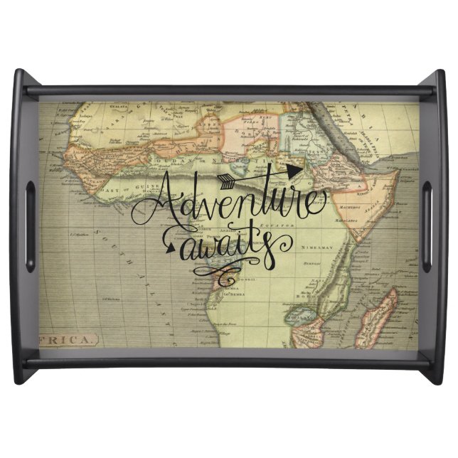 Adventure Awaits Old World Map  Serving Tray (Front)