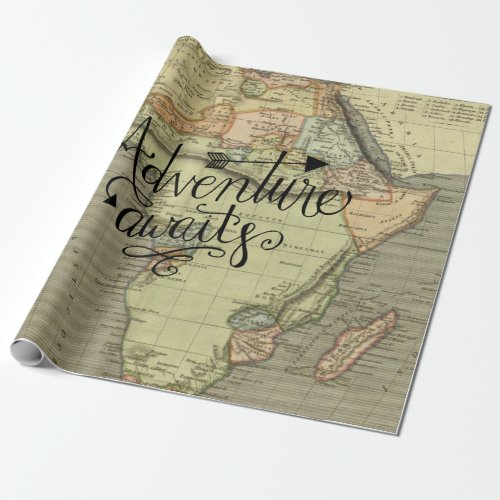 Adventure Awaits Old World Map Wrapping Paper