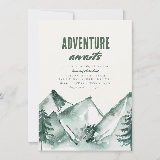 Adventure Awaits Outdoor Baby Shower Invitation (Front)