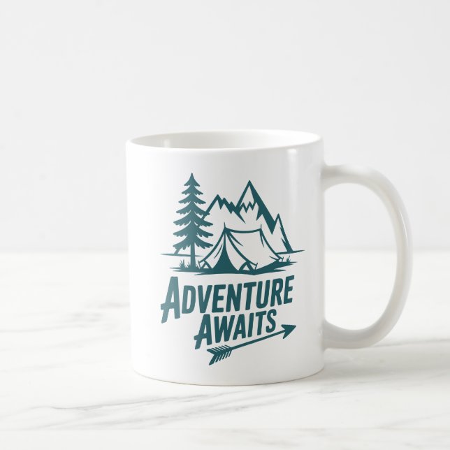 Adventure Awaits Outdoors Camping Coffee Mug (Right)