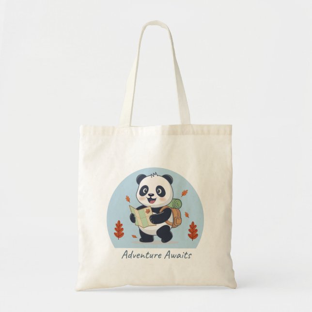 Adventure Awaits Panda Tote Bag (Front)