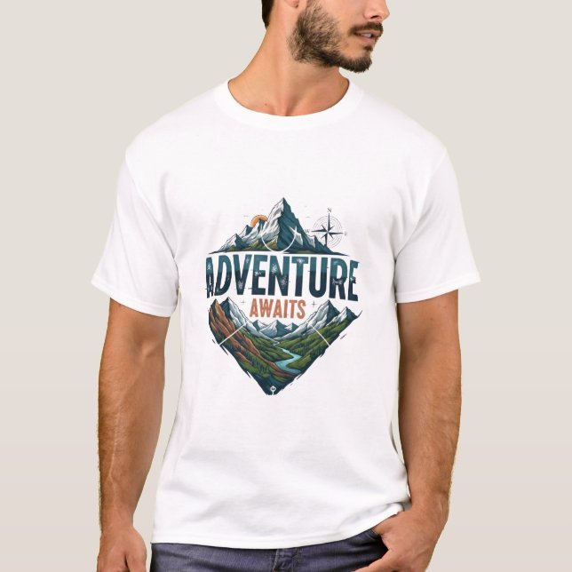 Adventure Awaits Peaks & Valleys T-Shirt (Front)