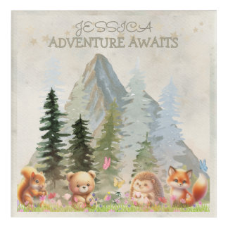 Adventure Awaits Personalized Rustic Forest Animal Acrylic Print