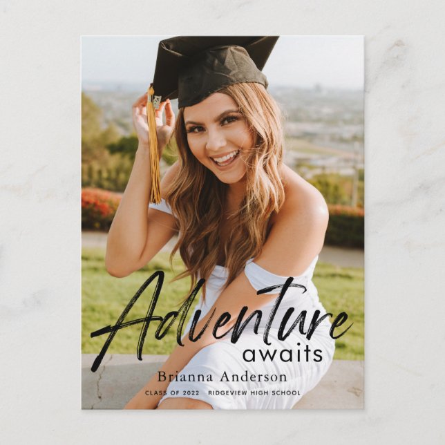 Adventure Awaits Photo Graduation Announcement (Front)