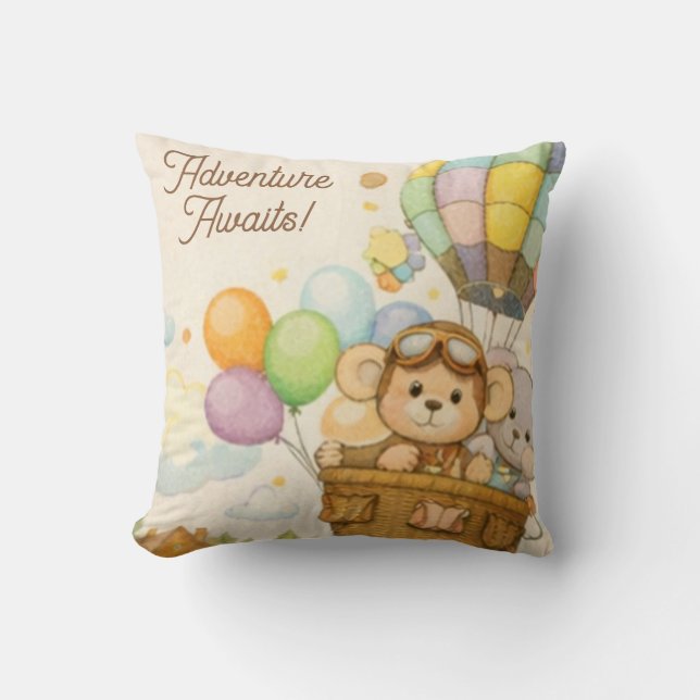 Adventure Awaits Pillow | Kids Travel Decor (Front)