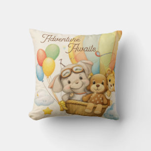 adventure awaits pillow nursery decor balloon