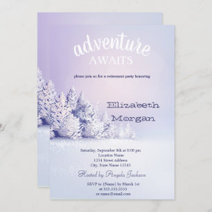 Adventure Awaits Pine Tree Forest Snow Retirement Invitation