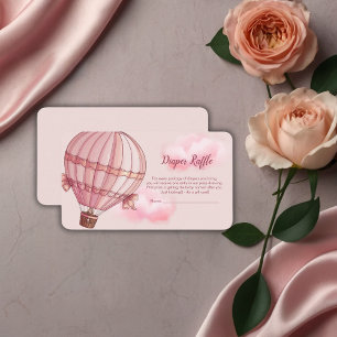 Adventure Awaits Pink Hot Air Balloon Baby Shower Enclosure Card
