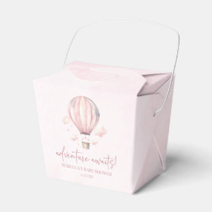 Adventure Awaits! Pink Hot Air Balloon Baby Shower Favor Boxes