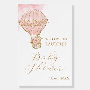 Adventure Awaits Pink Hot Air Balloon Baby Shower Foam Board