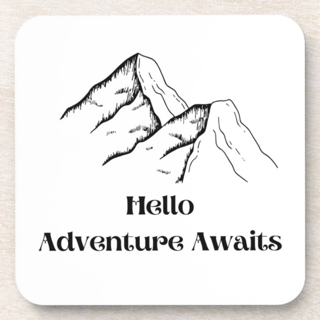 Adventure Awaits printed on a plastic  Beverage Coaster (Front)