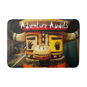 Adventure Awaits Quote Kachina Doll Photography Bathroom Mat