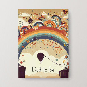 Adventure Awaits Rainbow Dad to Be Button
