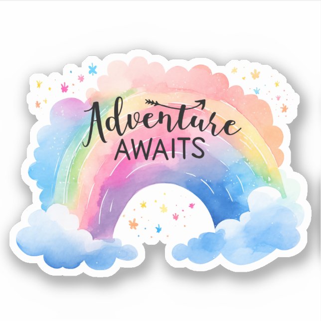 Adventure Awaits Rainbow Sticker (Front)