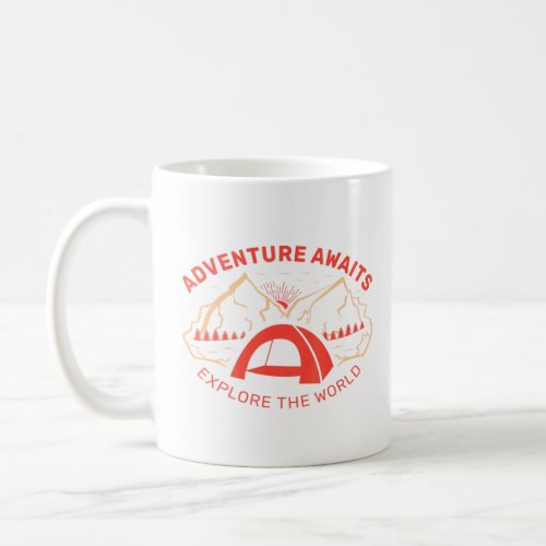 Adventure Awaits Retro Camping Graphic Hiking Camp Coffee Mug
