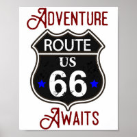 Adventure Awaits Route 66 Poster
