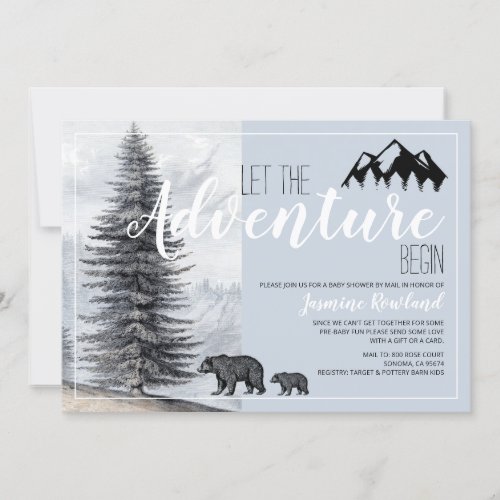 Adventure Awaits Rustic Bears Baby Shower By Mail Invitation