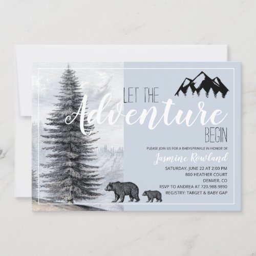 Adventure Awaits Rustic Bears Baby Sprinkle Invitation