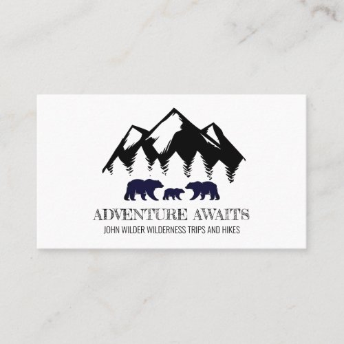 Adventure Awaits Rustic Bears Wilderness Guide Business Card