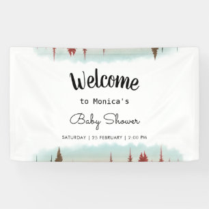 Adventure Awaits Rustic Forest Baby Shower Banner