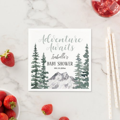 Adventure Awaits Rustic Mountains Baby Shower Napkins