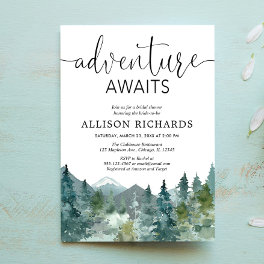 Adventure awaits rustic woodland bridal shower invitation