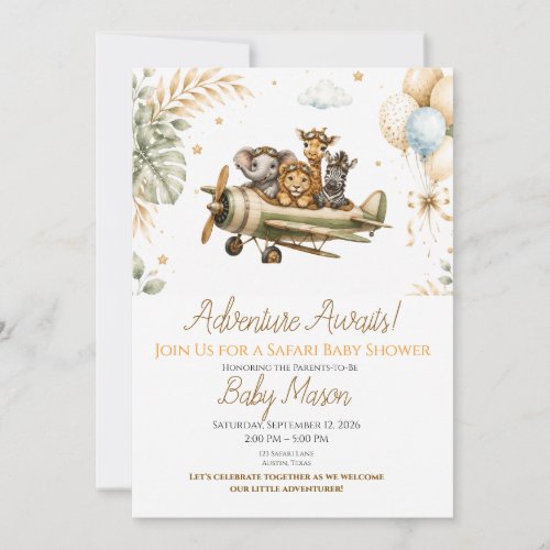 Adventure Awaits Safari Baby Shower Invitation