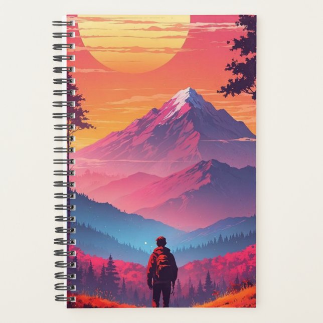 Adventure Awaits: Scenic Mountain Notebook" Planner (Front)