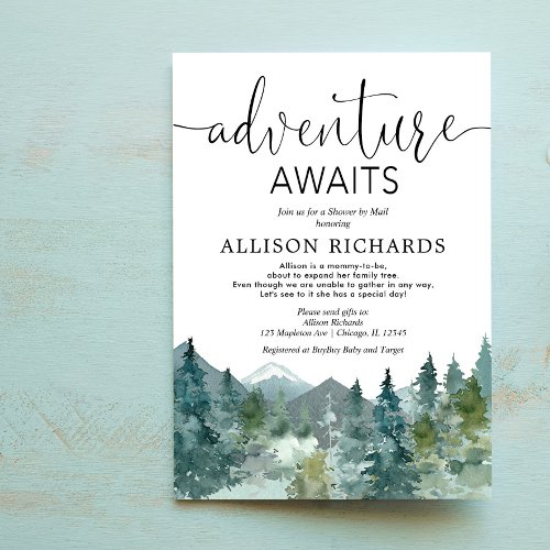 Adventure awaits Shower by mail rustic baby shower Invitation