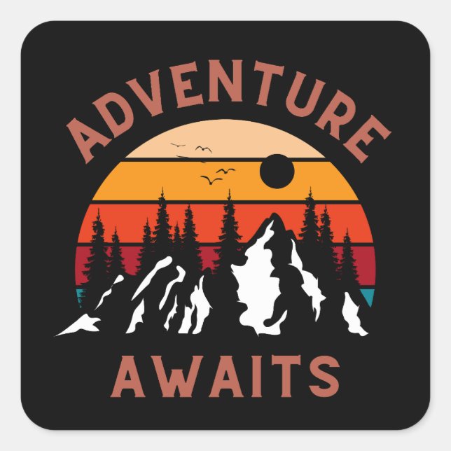 Adventure Awaits Square Sticker (Front)