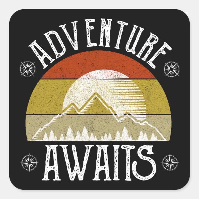 Adventure Awaits Square Sticker (Front)