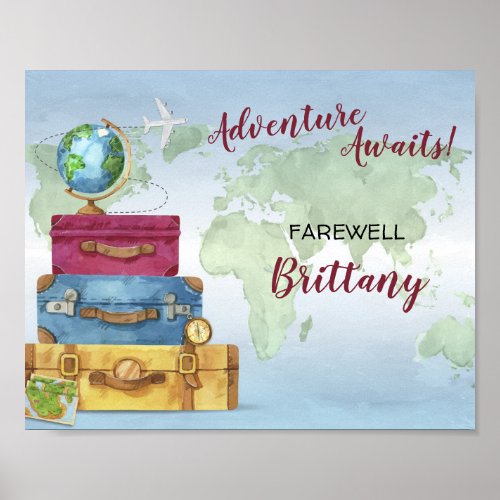 Adventure Awaits Suitcases Farewell Moving Party Poster