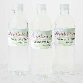 Adventure Awaits Suitcases Farewell Moving Party Water Bottle Label by starstreamdesign at Zazzle