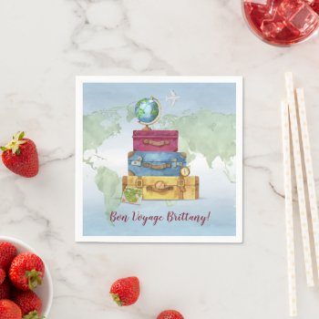Adventure Awaits Suitcases Going Away Farewell Napkins by starstreamdesign at Zazzle
