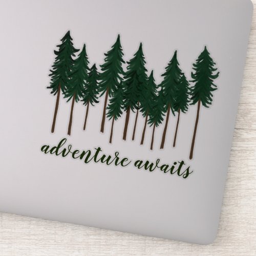Adventure Awaits Tall Pine Trees Forest Sticker