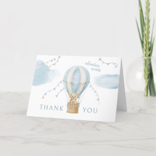 Adventure Awaits Teddy Bear Balloon Baby Shower Letterpress Thank You Card