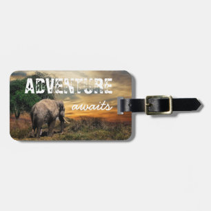 "Adventure Awaits" Thailand Elephant Luggage Tag