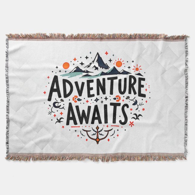 Adventure Awaits Throw Blanket (Front)