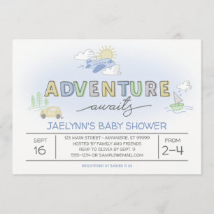 Adventure Awaits Travel Baby Shower Invitation